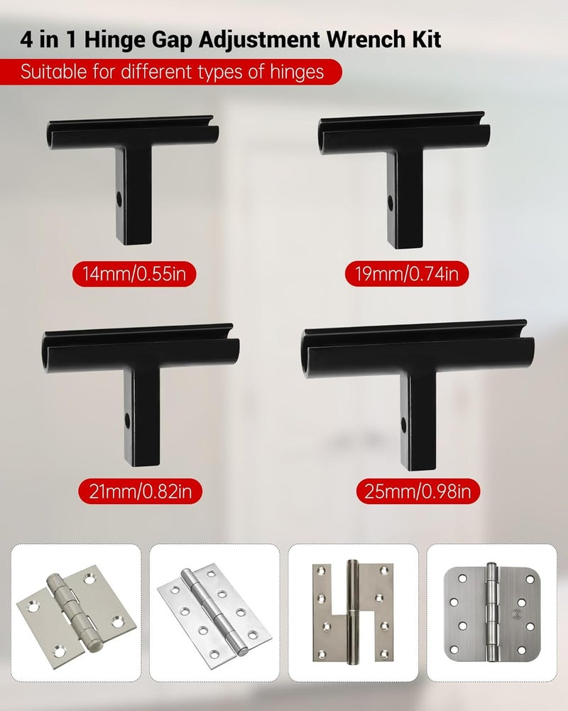 Tofcbye 4 in 1 Hinge Gap Adjusting Wrench Kit, Heavy Duty Door Hinge Adjustment Tool, Multi-Size Precision Tool Kit for Door and Cabinet Alignment - Image 2